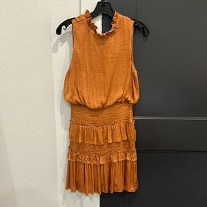 She + Sky burnt orange sinched waist mini dress
